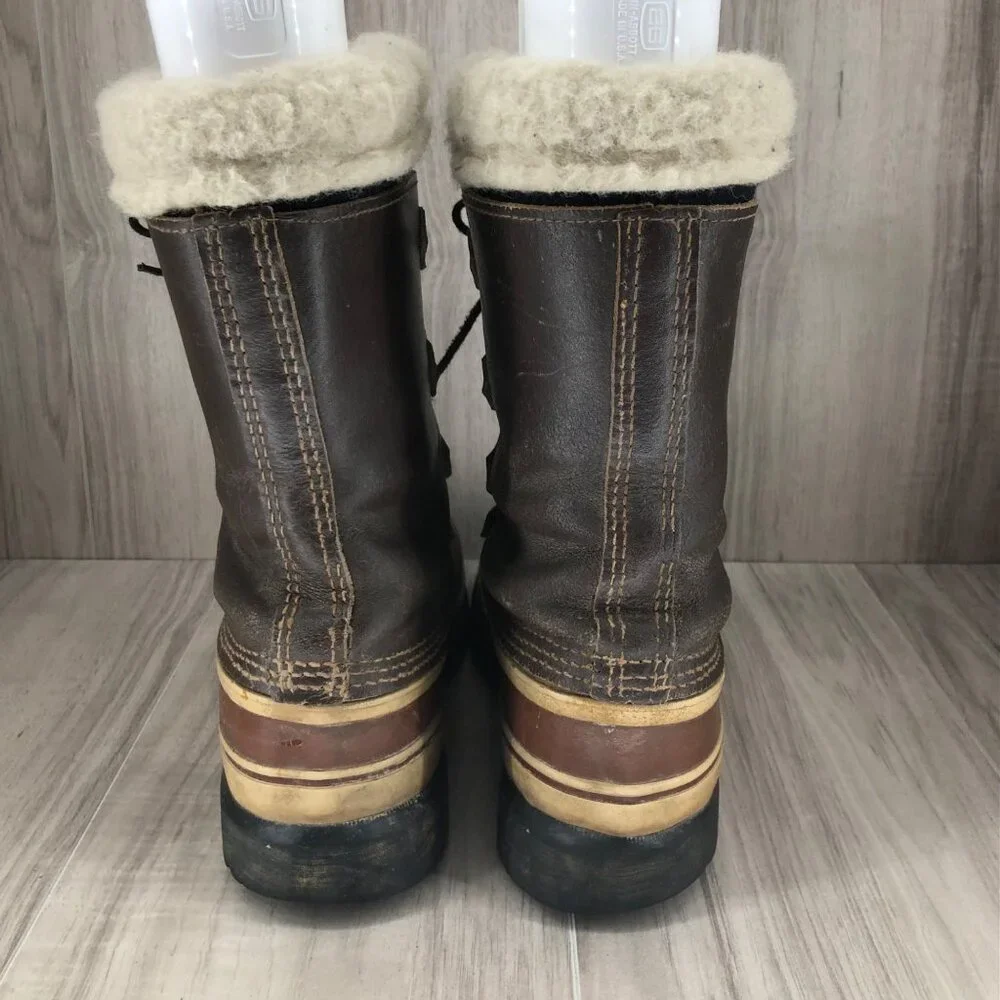 Kaufman Boots Mens 9 Brown Leather Duck Boot Winter Lined Lace Up